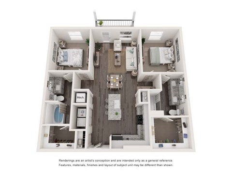 a 2 bedroom floor plan with a bathroom and a bedroom